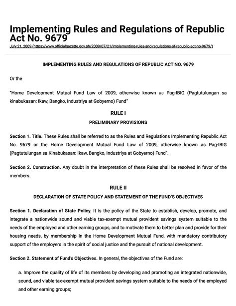Implementing Rules and Regulations of Republic Act No. 9679.
